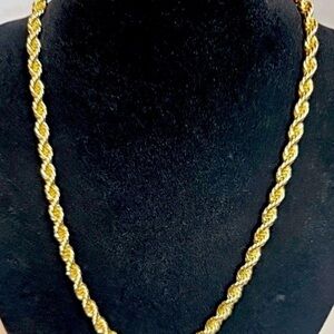 14k Plated Gold Rope Chain 30" 6mm